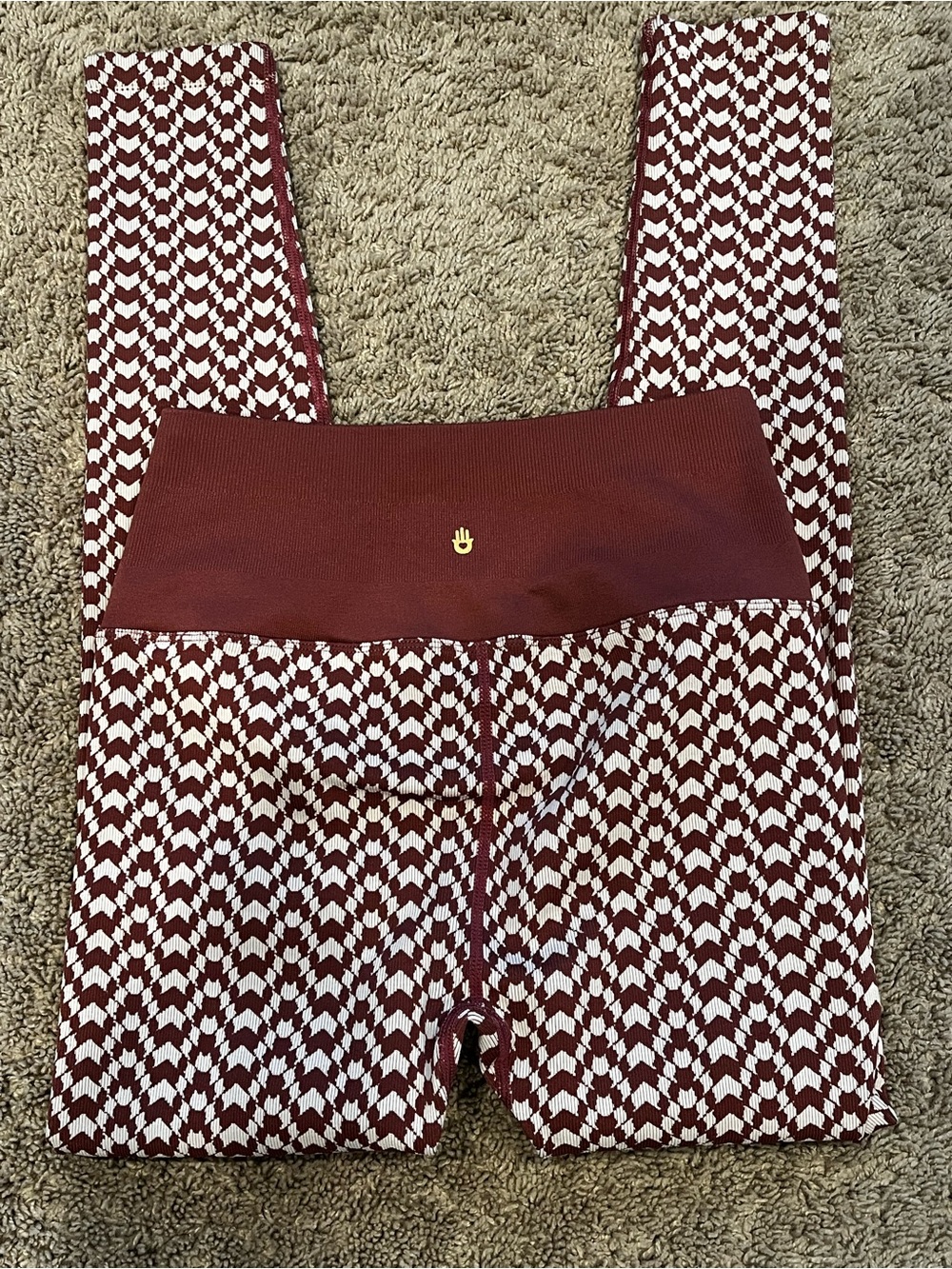Spiritual Gangster Burgundy & White Geo High-Waist Leggings